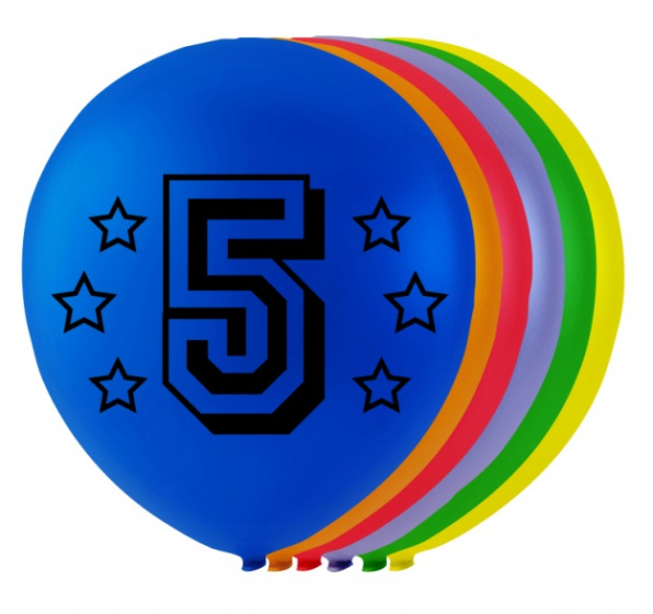 Globos balóny číslo 5 latex 80 cm 8 ks