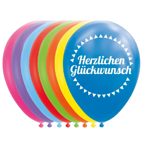 Wefiesta balóniky Herzlichen Glückwunsch 12 cm latex 8 kusov