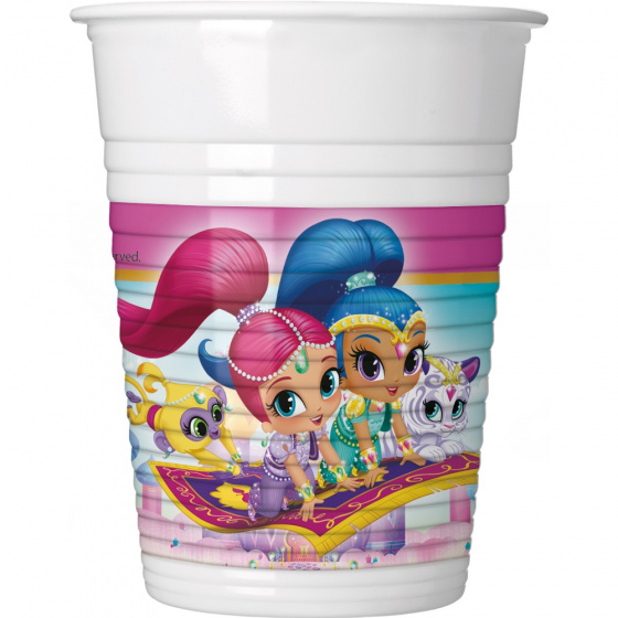 Procos párty šálky Shimmer & Shine 200 ml biele 8 kusov