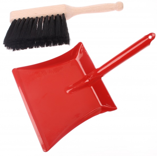 Hand dustpan and brush 18cm Red