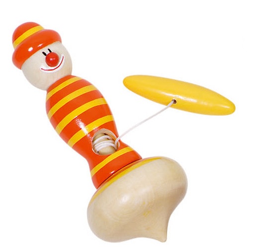 Goki houten trektol man oranje 11,5 cm