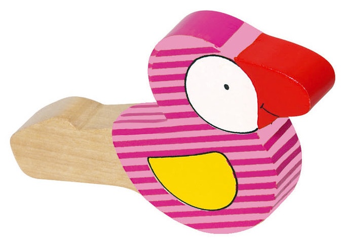 Wooden Bird Horn: Pink 9.1 X 5.5 cm