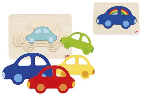 Jigsaw timber cars 5 parts