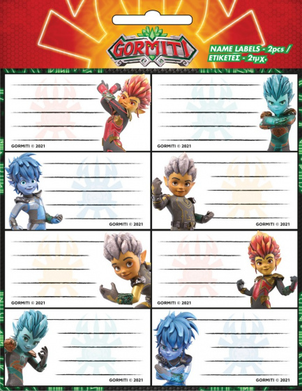 Gormiti naamlabels junior papier wit 16 stuks