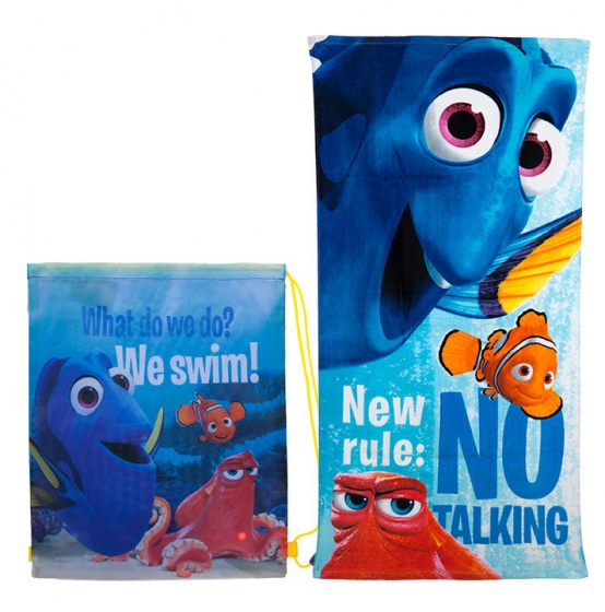Kamparo finding dory gymtas en handdoek blauw