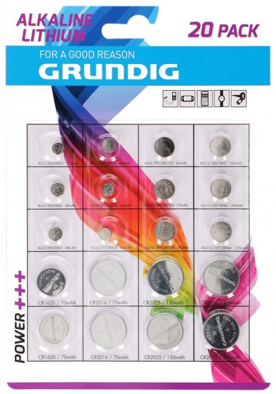 Grundig batérie gombíkové alkalické/lítiové 20 kusov