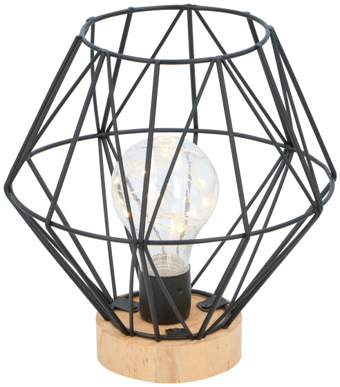 Grundig dekoračná lampa LED 17,5 x 18 cm drevo/oceľ čierna