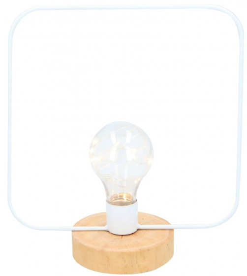 Grundig dekoračná lampa LED štvorcová 21 x 21 cm drevo/oceľ biela