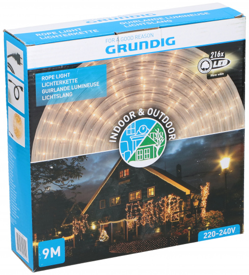 Grundig vianočné osvetlenie led 6 metrov biele 216 ks