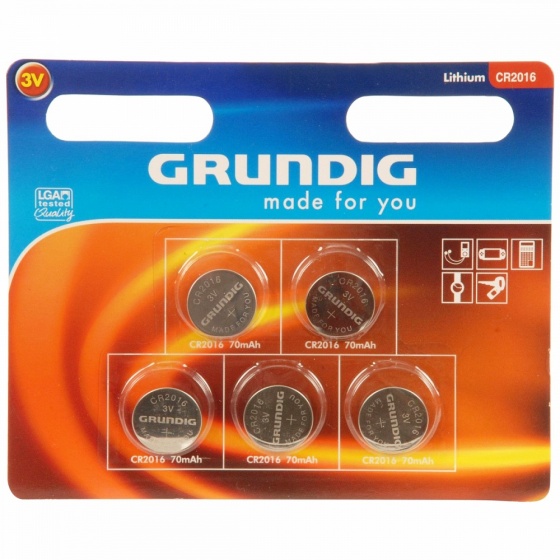 Grundig gombíkové batérie CR2016 5 kusov