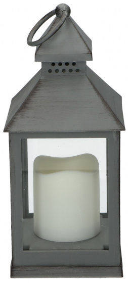 Grundig lampáš s led sviečkou 24 x 10,5 cm sivá 2-dielna