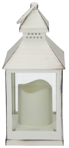 Grundig lampáš s led sviečkou 25 x 10 cm biela 2-dielna