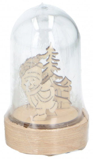 Grundig svetlý snehuliak 8,5 cm sklo/drevo hnedé/transparent