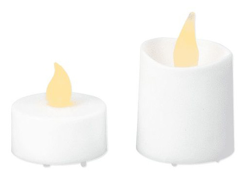 Grundig čajové sviečky animované LED 3,7 cm biele 16 kusov