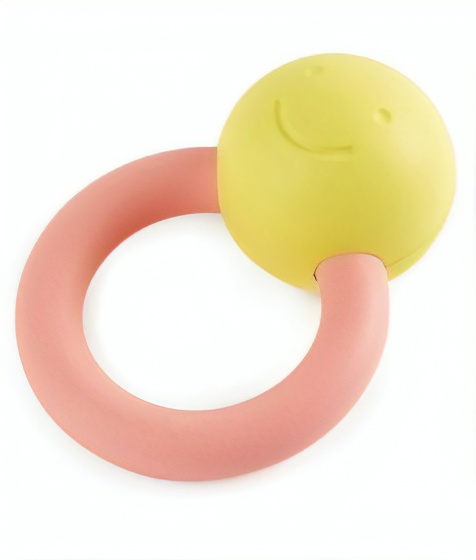 baby ring rattle 10 cm yellow/pink