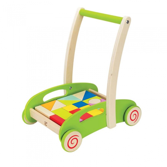 Hape houten blokkenwagen groen 21 blokken Hape houten blokkenwagen groen 21 blokken