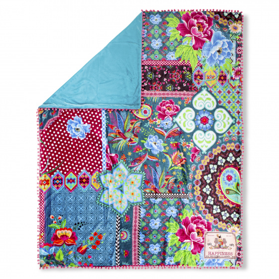 Happiness plaid Peonia Patch 160 x 130 cm polyester petrol Happiness plaid Peonia Patch 160 x 130 cm polyester petrol