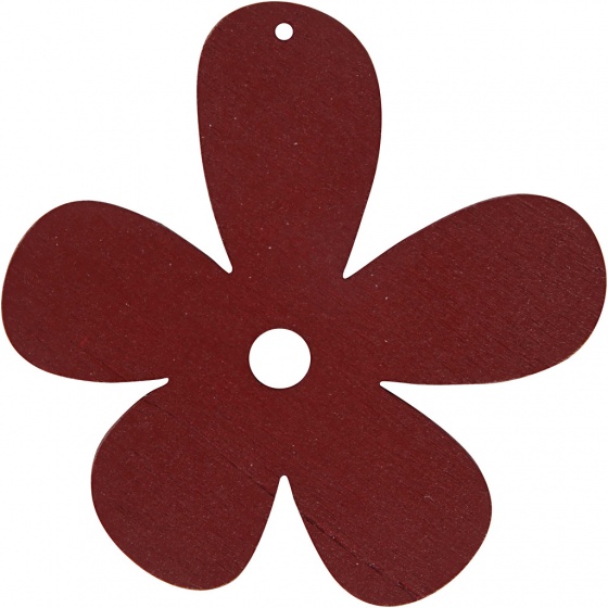 Happy Moments houten bloemen 5,7 x 5,1 cm donkerrood 10 stuks