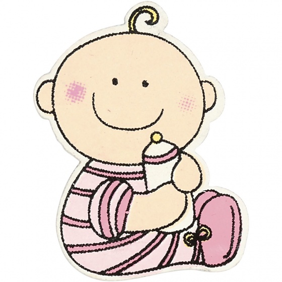 Happy Moments houten ornament baby 3,5 x 2,4 cm roze 10 stuks