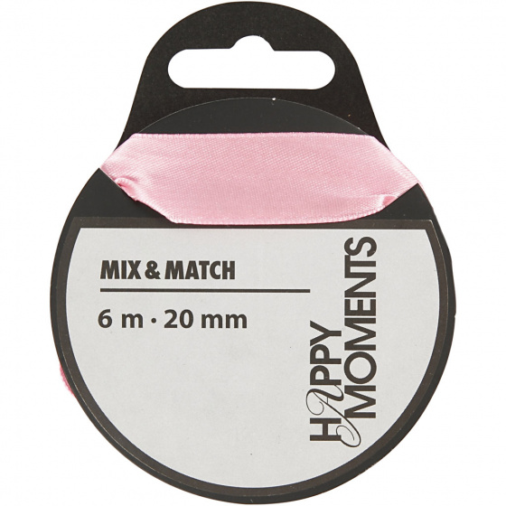 Happy Moments satijnlint 20 mm x 6 m roze