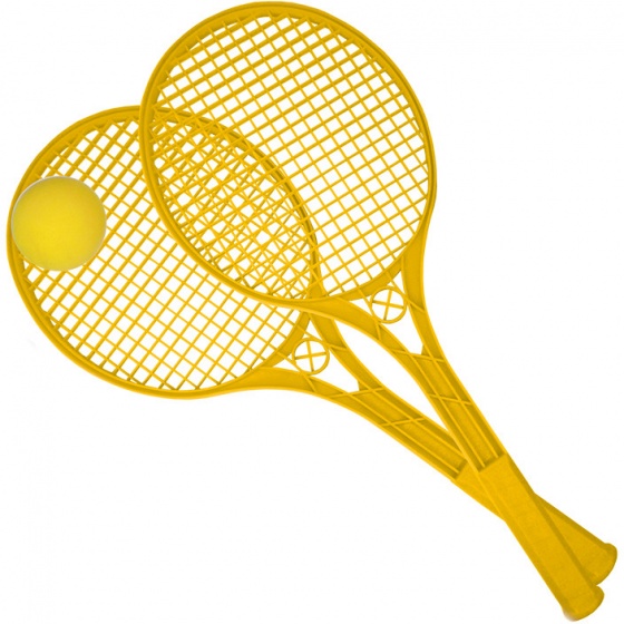 Happy People beach ball rackets 2 stuks en bal 54 cm geel