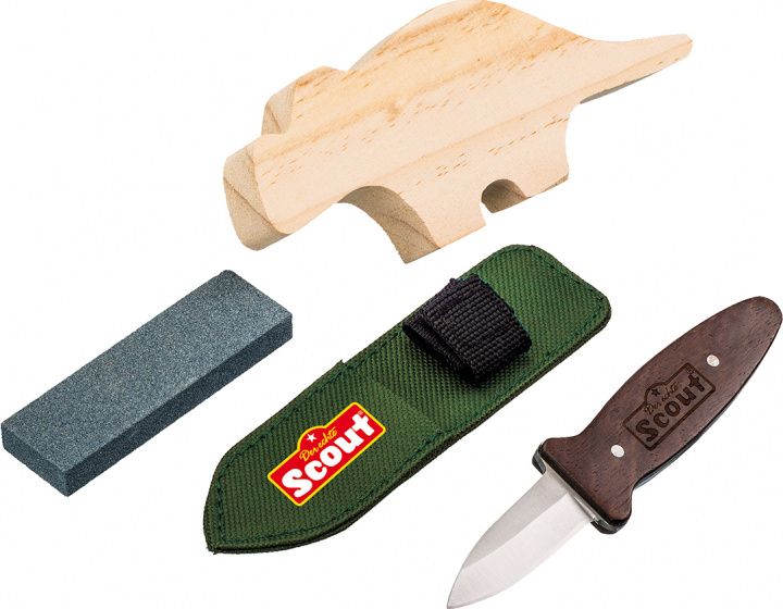 Happy People kerfmes scout junior 13,5 cm bruin/groen 4 delig