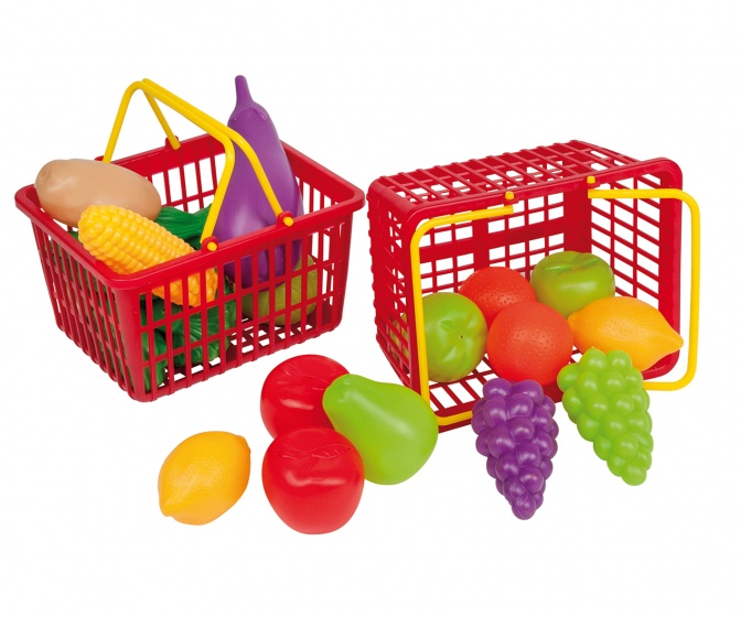 Happy People winkelmandje 15 cm 11 delig groente en fruit