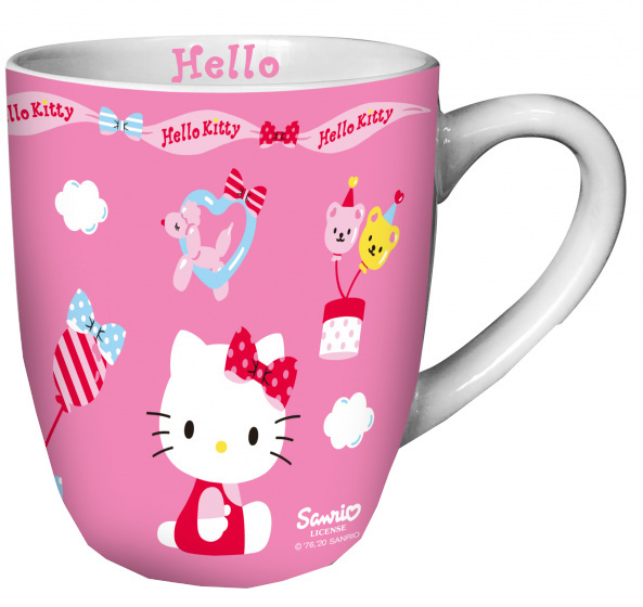 Hello Kitty hrnček dievčenská keramika tmavo ružová