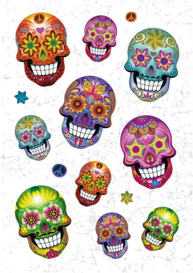 Herma stickervel flowerpower skull 16 cm glitter folie 14 delig