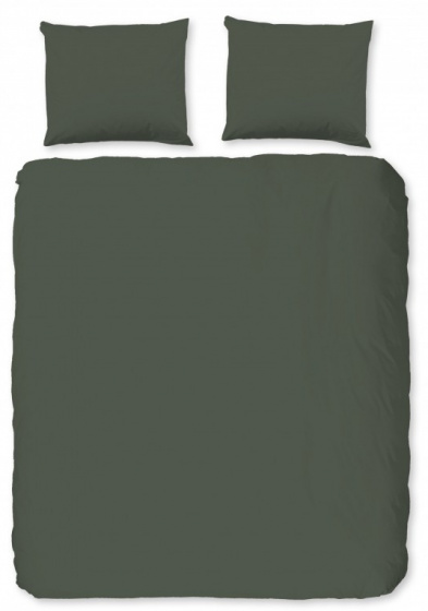 Hip dekbedovertrek Uni 140 x 220 cm satijn/katoen donkerolijf Hip dekbedovertrek Uni 140 x 220 cm satijn/katoen donkerolijf