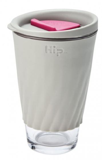 Hip hrnček na kávu 355 ml 9,2 x 13,5 cm polypropylén/sklo šedé