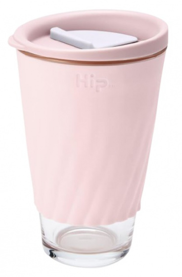 Hip hrnček na kávu 355 ml 9,2 x 13,5 cm polypropylén/sklo ružový