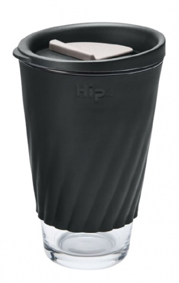 Hip hrnček na kávu 355 ml 9,2 x 13,5 cm polypropylén/sklo čierne