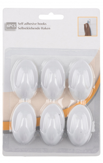Hooks & Co samolepiace háčiky polypropylén biely 6 kusov