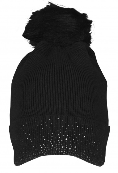 hat Joyce knitted ladies viscose/fleece black one-size