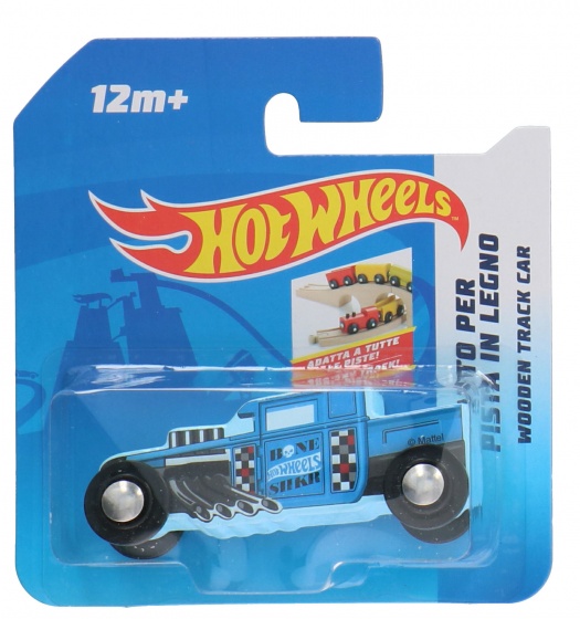 wooden car Free Wheel9 x 3 cm blue (E)