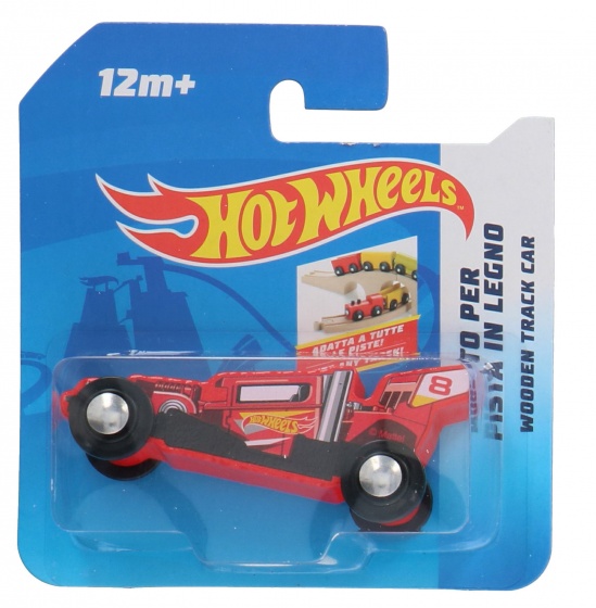 wooden car Free Wheel9 x 3 cm red (D)