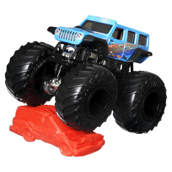 Hot Wheels monstertruck Stunt Jeep 9 cm tlakovo odliaty modrý 2-diel