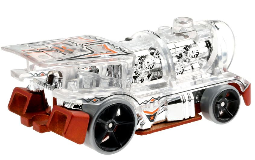 Hot Wheels x raycers loco motorin auto 7 cm transparant/rood