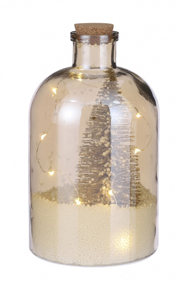 House of Seasons fľaša RC led 14 x 26 cm sklenená žltá 2-dielna