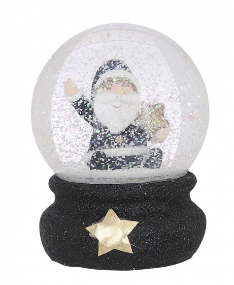 House of Seasons vodná guľa Santa Claus 12 cm sklo/keramika čierna/biela