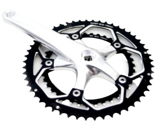 HZB crankstel 170 mm 8/9 speed / 53 39t bsa aluminium zilver