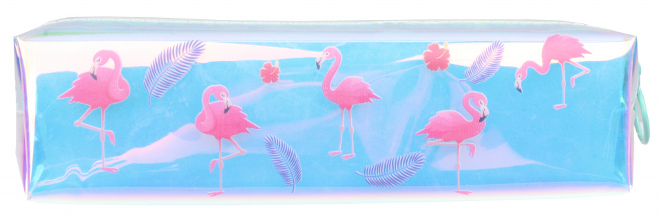 I-Total I total etui flamingo 20 x 4 cm polyester zilver holografisch