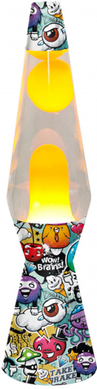 I-Total lávová lampa Graffiti 40 x 9,2 cm sklo/oceľ 30W žltá