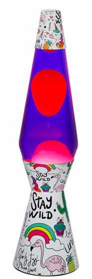 I-Total lávová lampa Unicorn 40 x 9,2 cm sklo/oceľ 30W biela/fialová