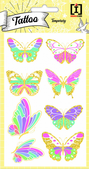 Imagicom plaktattoos butterflies 10 x 19 cm papier 8 delig