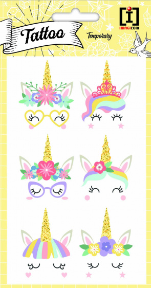 Imagicom plaktattoos unicorn 10 x 19 cm papier 6 delig