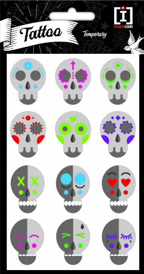 Imagicom stickervel tattoo skull junior 19 x 10 cm pvc grijs