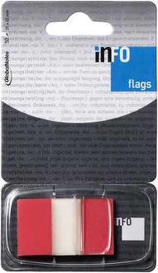 Info Poznámky lepiaca páska Info Vlajky 25 x 43 mm červená 50 listov