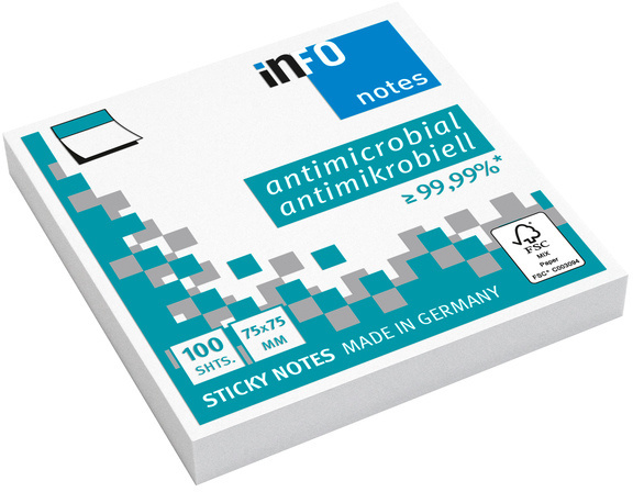 Info Notes post its hygiënisch 7,5 cm papier wit 100 stuks